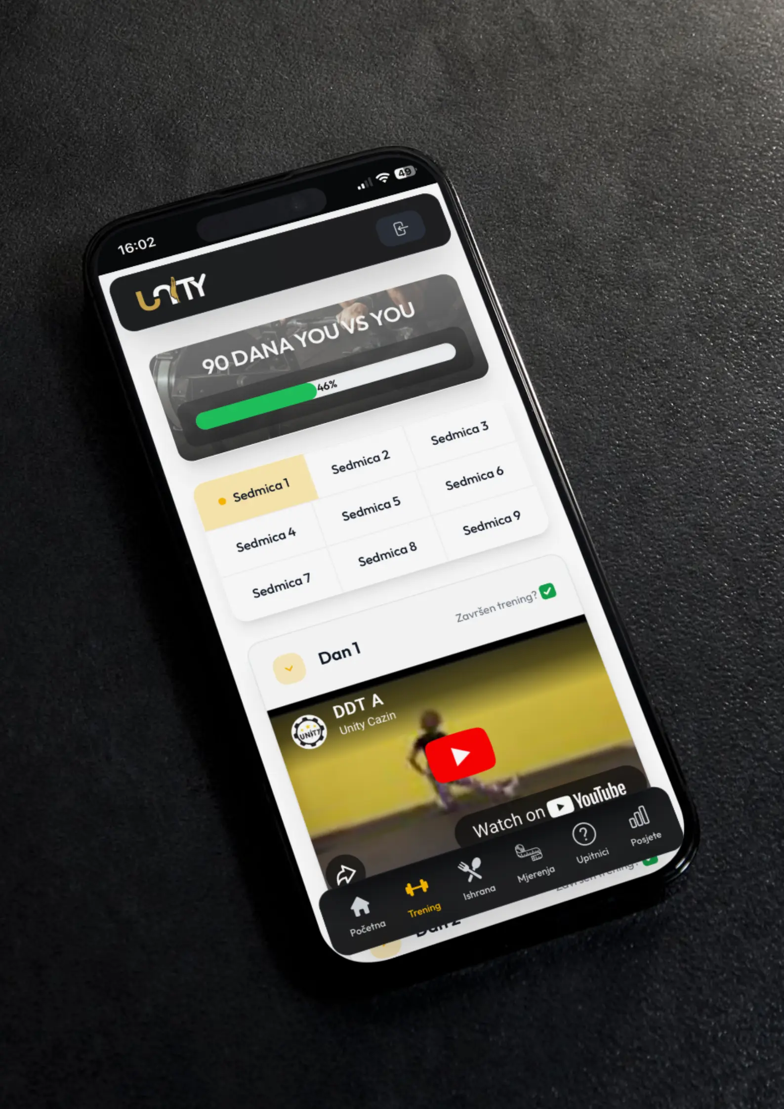 Unity17 aplikacija interface